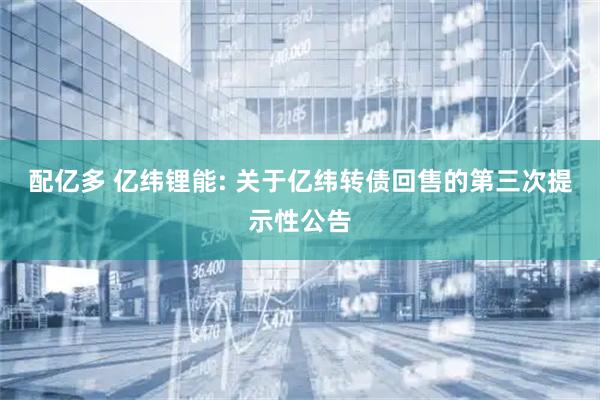 配亿多 亿纬锂能: 关于亿纬转债回售的第三次提示性公告