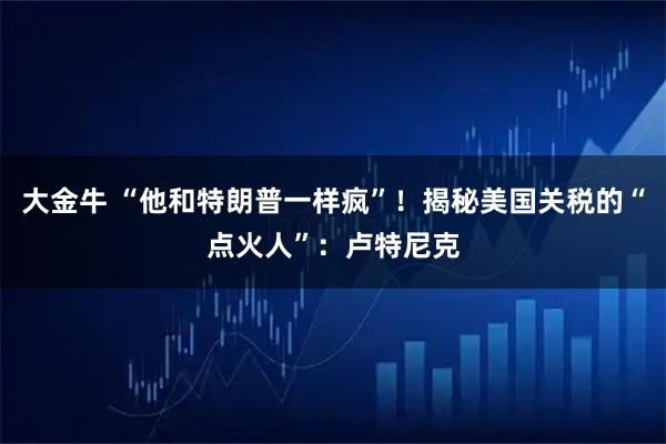 大金牛 “他和特朗普一样疯”！揭秘美国关税的“点火人”：卢特尼克